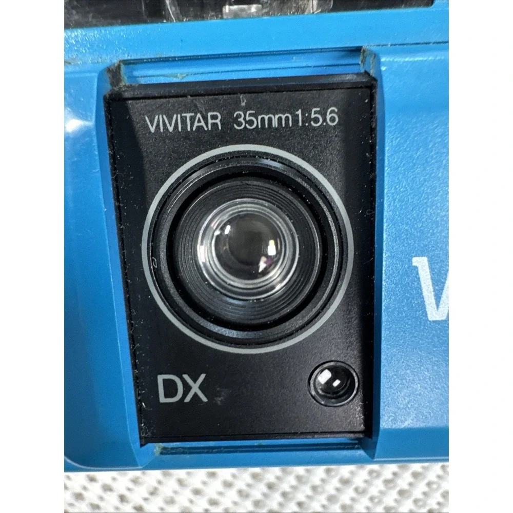 (B-2) Vivitar PS20 Point And Shoot 35mm Film Camera Blue Powers On Untested
